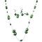 Clover Swarovski Crystals w/ Green FreshWater Pearl Prom Jewelry Set 