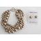Bronze Crystal Pearl 3 Strand Bracelet with Stud Earrings Bronze Crystal Pearl 3 Strand Bracelet with Stud Earrings