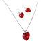 Lite Siam Red Crystals Xilion Heart Valentine Necklace & Earrings Set