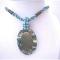 Turquoise Beaded Multi Strands Necklace w/ Abalone Shell Cream Color Turquoise Beaded Multi Strands Necklace w/ Abalone Shell Cream Color