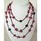 Coral Nuggets Long Necklace w/ Black Beads 30 Inches Long Necklace 