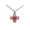 Copper Cross Pendant 14mm Glass Square Bead Necklace 