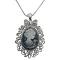 Victorian Cameo Lady Pendant Necklace Sparkling Silver Casting Frame \