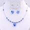 Prom Valentine Sapphire Crystals Heart Pendant Earrings Jewelry Set 