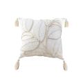 SOGA 45cm Wabi-sabi Cream Flower Cover & Beige Velvet Leaf Throw Pillow SOGA 45cm Wabi-sabi Cream Flower Cover & Beige Velvet Leaf Throw Pillow