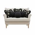 SOGA 6PC 45cm Vintage Black Square & Lotus Edge Round Pillow Cover Set