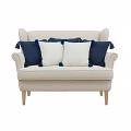 SOGA 5PC Chunky Knit Navy & Cream Ribbed Pom-Pom Pillow Covers for Sofa
