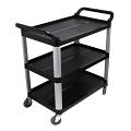 SOGA 3-Tier Stainless Steel Food Trolley with Lockable Wheels, Black