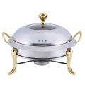 SOGA Round Stainless Steel Chafing Dish – Gold Accent Buffet Warmer SOGA Round Stainless Steel Chafing Dish – Gold Accent Buffet Warmer
