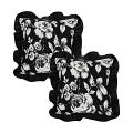 SOGA 2X 17.7 inches Rustic Black Floral Ruffle Pillow Cover