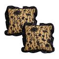 SOGA 2X 45cm Elegant Black & Gold Floral Velvet Decorative Pillowcases
