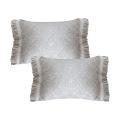 SOGA 2X 13.8 × 24.4 inches Serene Textured Fringed Cushion Covers – Decor