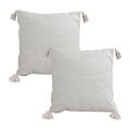 SOGA 2X 45cm Minimalist Cream Pillowcases with Tassels – Decorative Covers