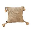 SOGA 50cm Light Brown Throw Pillow with Tassels – Decorative Sofa & Bed 