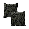 SOGA 2X 45cm Nature-Inspired Midnight Green Embroidered Pillowcase SOGA 2X 45cm Nature-Inspired Midnight Green Embroidered Pillowcase