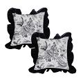 SOGA 2X 17.7 inches Chic Botanical Bliss Black & White Square Pillowcases