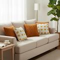 SOGA 5PC Burnt Orange Diamond Knit & Retro Daisy Chain Pillow Covers 