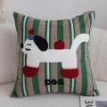 SOGA Set of 2 Dog Print Striped Pillow Covers - 45cm Green/Red/White