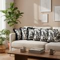 SOGA 6PC 45cm Vintage & Black Floral Decorative Pillow Cover Set for Sofa 