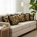 SOGA 6PC 45cm Black & Mustard Gold Velvet Pillow Set – Floral & Ruffle