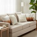 SOGA 6PC Luxury Pillow Set –2 Gradient Faux Fur & 4 Cream Pom-Pom Grid Cove