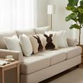 SOGA 6PC 45cm Pillow Set – 2 Brown Bunny Silhouette & 4 Elegant White Textu SOGA 6PC 45cm Pillow Set – 2 Brown Bunny Silhouette & 4 Elegant White Textu