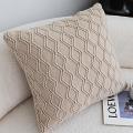 SOGA 2X 45cm Warm Beige Diamond Knit Decorative Pillowcases