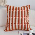 SOGA 2X 45cm Rust Orange & Off-White Striped Polyester Decorative Pillowcas