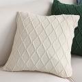 SOGA 2X 17.7 inches Cream Cable Knit Diamond Pattern Decorative Pillowcases