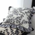 SOGA 2X 45cm Gray Floral Pillowcases with Ruffle Trim Decorative Covers