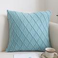 SOGA 2X 45cm Sky Blue Diamond Decorative Knit Pillowcase