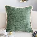 SOGA 2X 45cm Emerald Green Chenille Pillowcase with Decorative Fringed Edge