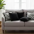SOGA 5PC Medieval Raised Pattern Velvet & Gray Floral Ruffle Pillow Covers