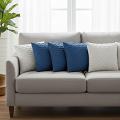 SOGA 6PC 45cm Scalloped Wave Pillow Set – 3 Navy Blue & 3 Pure White Covers