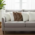 SOGA 6PC Luxury Pillow Set – 4 Pure White Textured & 2 Luxe Brown Fur Plush