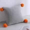 SOGA 2X 45cm Ribbed Knit Pillowcase with Decorative Pom-Poms (Light Gray)