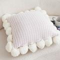 SOGA 2X 45cm Cream Waffle Weave Decorative Pillow Cover with Pom Poms