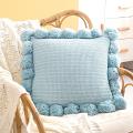SOGA 2X 45cm Light Blue Ribbed Decorative Pillow Cover with Pom Poms SOGA 2X 45cm Light Blue Ribbed Decorative Pillow Cover with Pom Poms