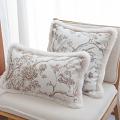 SOGA 2X 11.8x19.7in Taupe Floral Embroidered Pillowcases Decorative Lumbar 