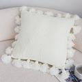 SOGA 2X 45cm Textured Pillowcase with Decorative Pom-Pom Trim (Pure White)