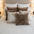 SOGA 5PC Decorative Pillow Covers – Brown Faux Fur, Rust Leather & Cat desi