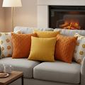 SOGA 6PC Retro Daisy Golden Velvet & Burnt Orange Diamond Knit Pillow Cover