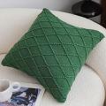 SOGA 2X 45cm Forest Green Diamond Knit Decorative Pillowcase