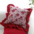 SOGA 2X 45cm Rose Garden Pillow Cover with decorative Burgundy Ruffle SOGA 2X 45cm Rose Garden Pillow Cover with decorative Burgundy Ruffle