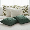 SOGA 6PC Garden Bloom Forest Green Diamond & Cream Cable Knit Pillow Covers