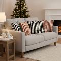 SOGA 6PC 45cm Pillow Cover Set – 3 Rust Orange/Off-White & 3 Black stripes
