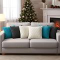SOGA 6PC 2 45cm Turquoise, 2 Cream & 2 Charcoal Grey Cable Knit Pillowcases