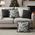 SOGA 6PC White & Gray Textured, Floral Ruffle & Diamond Knit Pillow Covers