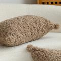 SOGA 2X 11.8 x 19.7 inches Brown Fuzzy Pom-Pom Rectangular Pillowcases SOGA 2X 11.8 x 19.7 inches Brown Fuzzy Pom-Pom Rectangular Pillowcases