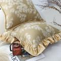 SOGA 2X 17.7in Champagne Floral Pillowcases – Gold Ruffle Decorative Covers